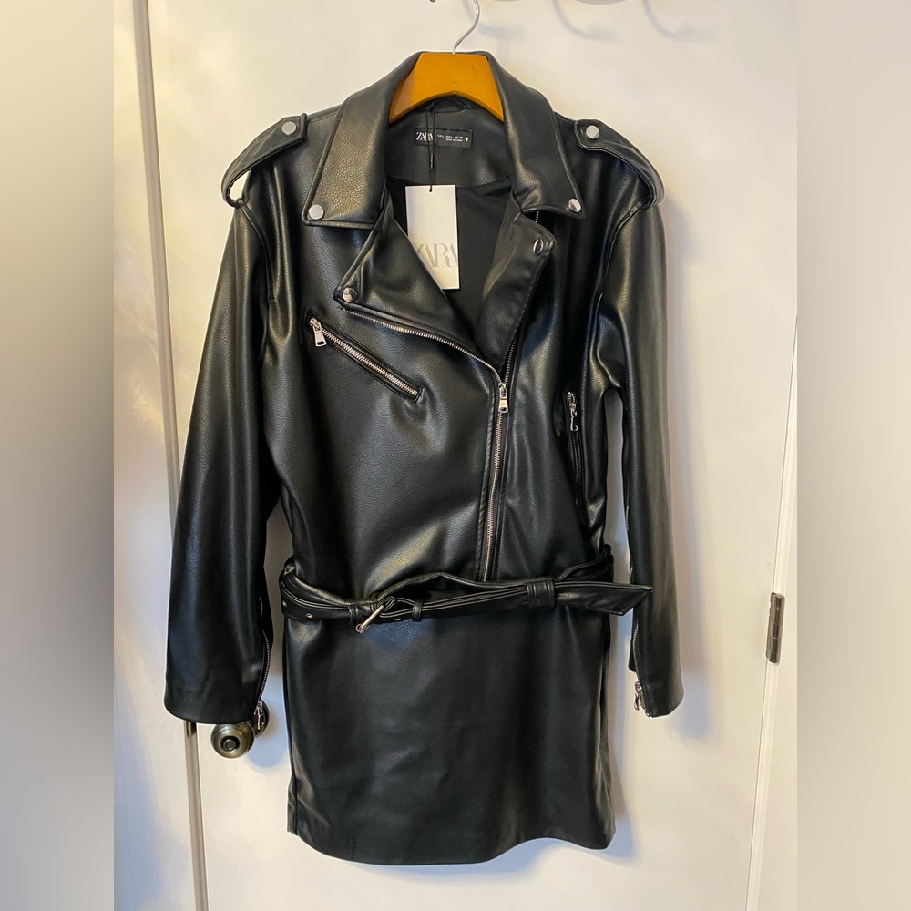 Zara Black Faux Leather Dress